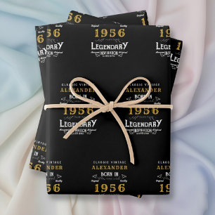 70ste verjaardag Geboren in 1956 Legende Vintage Z Inpakpapier Vel
