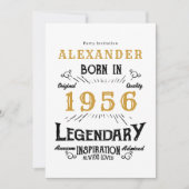 70ste verjaardag Geboren in 1956 Witgoud Retro Vin Kaart (Voorkant)