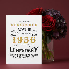 70ste verjaardag Geboren in 1956 Witgoud Retro Vin Kaart