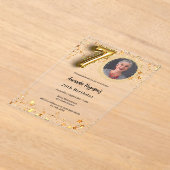 70ste verjaardag gouden foto sterren Clear Acryl Uitnodigingen (Laagn)