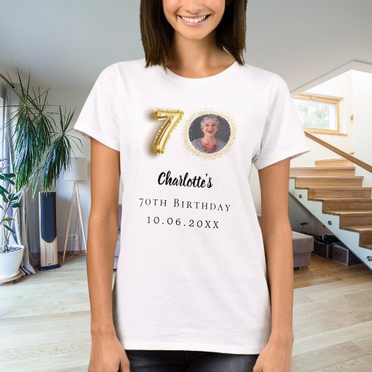 70ste verjaardag gouden foto t-shirt