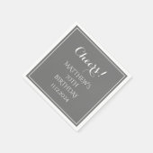 70ste verjaardag Grijs Elegant Script Modern Proos Servet (Hoek)