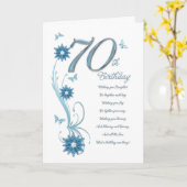 70ste verjaardag in wintertaling met bloemen en kaart (Gele Bloem)