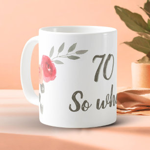 70ste verjaardag Inspirerende waterverf bloemstuk Koffiemok