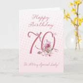 70ste verjaardag Kaart - Roze Rozen - tot een zeer (Gele Bloem)