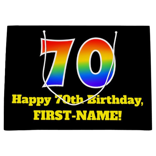 70ste verjaardag ~ Leuk, Kleurrijk, Levendig, Rege Groot Cadeauzakje (Voorkant)