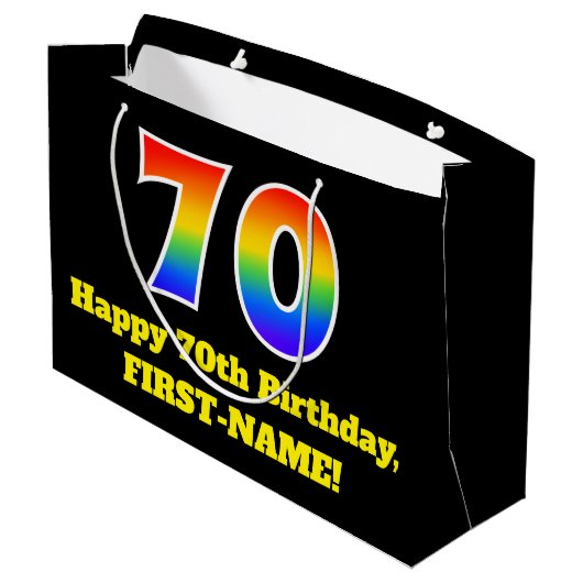 70ste verjaardag ~ Leuk, Kleurrijk, Levendig, Rege Groot Cadeauzakje (Achterkant Gekanteld)