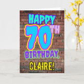 70ste verjaardag - Leuk, Urban Graffiti geïnspiree Kaart (Gele Bloem)