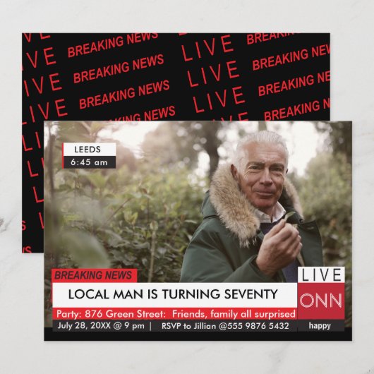 70ste verjaardag Mannen 🎉 Grappig TV Nieuws Fake  Kaart (Voorkant / Achterkant)