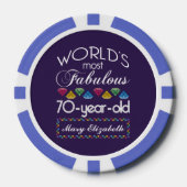 70ste Verjaardag Meest Fabulous Kleurrijke Pareltj Poker Chips (Voorkant)