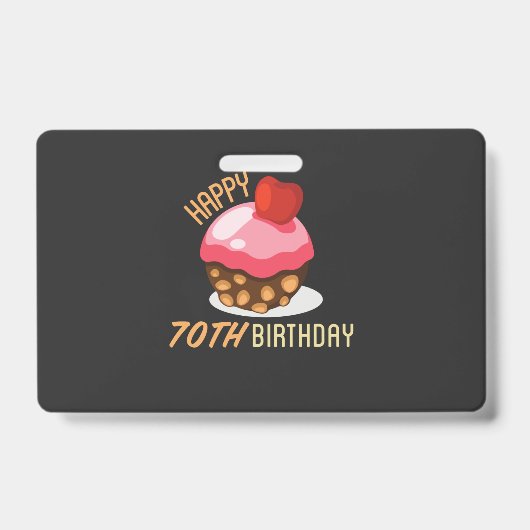 70ste verjaardag met chocoladetaart badge (Voorzijde)