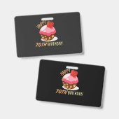 70ste verjaardag met chocoladetaart badge (Voor- en achterkant)