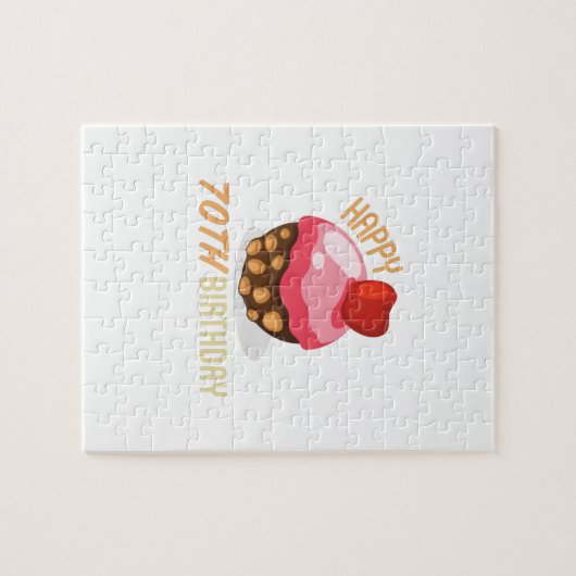 70ste verjaardag met chocoladetaart legpuzzel (Horizontaal)