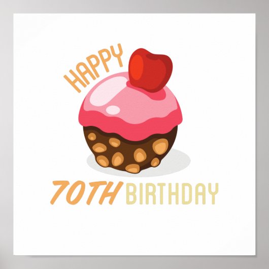 70ste verjaardag met chocoladetaart poster (Voorkant)