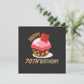 70ste verjaardag met chocoladetaart save the date (Staand voorkant)