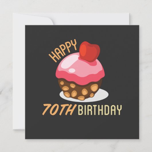 70ste verjaardag met chocoladetaart save the date (Voorkant)