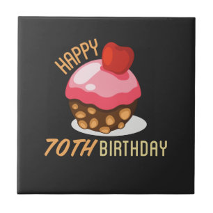 70ste verjaardag met chocoladetaart tegeltje