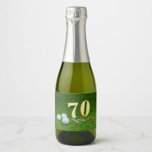70ste verjaardag met golf op groen sparkling wijnetiket
