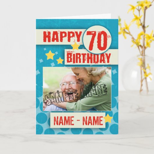 70ste Verjaardag met Modieuze Gevolgen - Uw Kaart (Gele Bloem)