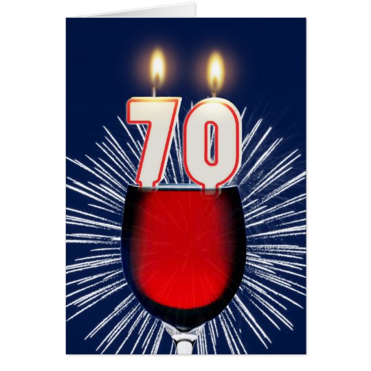 70ste Verjaardag met wijn en kaarsen Kaart