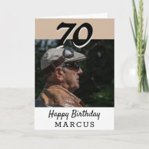 70ste verjaardag modern beige foto gepersonaliseer