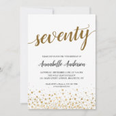 70ste verjaardag Modern Gold Confetti Stippen Scri Kaart (Voorkant)