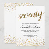 70ste verjaardag Modern Gold Confetti Stippen Scri Kaart (Voorkant / Achterkant)