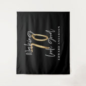 70ste verjaardag modern zwart en goud stijlvol wandkleed (Voorkant)