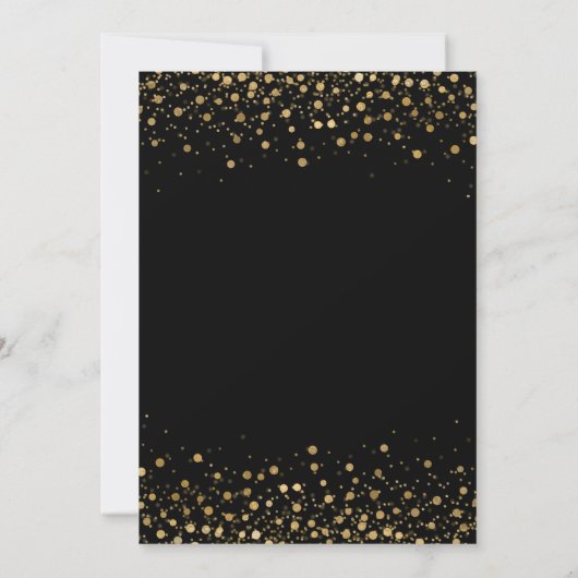 70ste verjaardag Modern zwart goud confetti script Kaart (Achterkant)