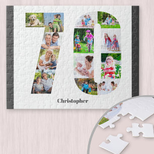 70ste verjaardag Nummer 70 Fotocollage 13 foto's Legpuzzel