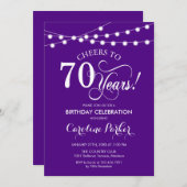 70ste verjaardag - Paarse Wit Kaart (Voorkant / Achterkant)