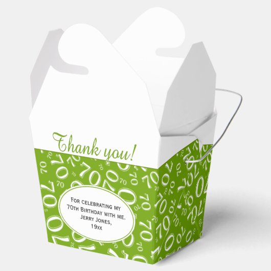 70ste Verjaardag Party Groen/Wit Getal Patroon Bedankdoosjes (Geopend)