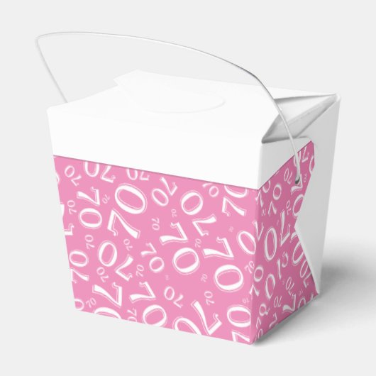 70ste Verjaardag Party Roze/Wit Getal Patroon Bedankdoosjes (Achterkant)