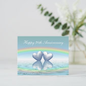 70ste verjaardag Platina harten Briefkaart (Staand voorkant)