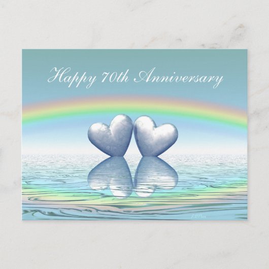 70ste verjaardag Platina harten Briefkaart (Voorkant)