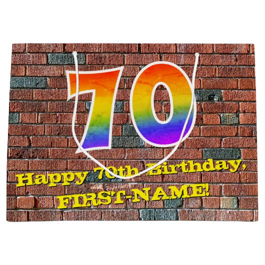 70ste verjaardag: Plezier, op graffiti geïnspireer Groot Cadeauzakje (Voorkant)