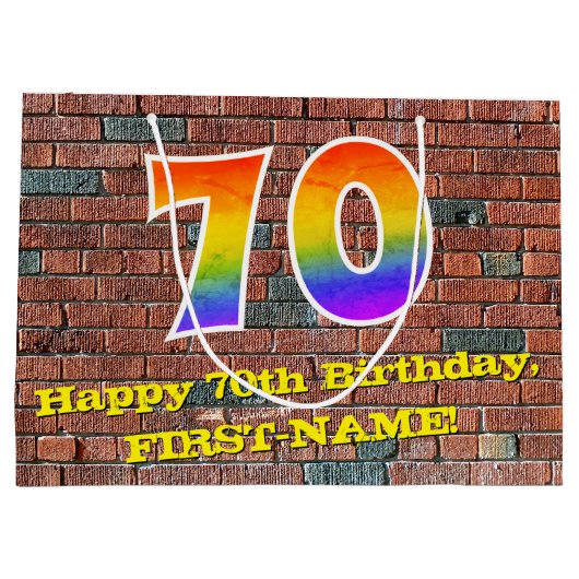 70ste verjaardag: Plezier, op graffiti geïnspireer Groot Cadeauzakje (Achterkant)