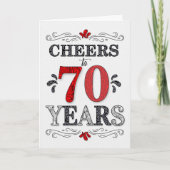 70ste verjaardag Proost in rood wit zwart patroon Kaart (Voorkant)