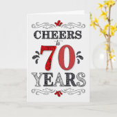 70ste verjaardag Proost in rood wit zwart patroon Kaart (Gele Bloem)