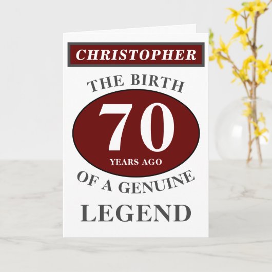 70ste verjaardag Rode Echte Legende Voeg uw naam t Kaart (Gele Bloem)