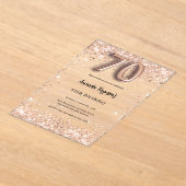 70ste verjaardag roos Gold Clear Party Acryl Uitnodigingen (Laagn)