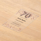 70ste verjaardag roos Gold Stars Clear Party Acryl Uitnodigingen (Laagn)