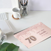 70ste verjaardag roos gouden roze druppels naam gastenboek