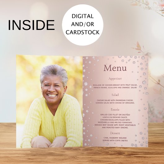 70ste verjaardag rose goud diamanten welkom menu