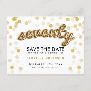 70ste verjaardag Save The Date Gouden Ballonnen Gl Aankondigingskaart