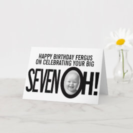70ste verjaardag SEVEN OH! foto zwart wit Kaart