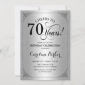 70ste verjaardag - Silver Damask Kaart (Voorkant)