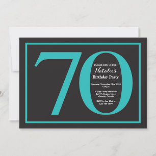 70ste verjaardag Turquoise en Zwarte Schoolbord Kaart