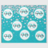 70ste verjaardag turquoise groene glitters diamant cadeaupapier (Vlak)