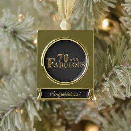 70ste verjaardag  verguld banner ornament
